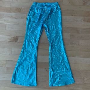 Light Blue Metallic Flare Pants